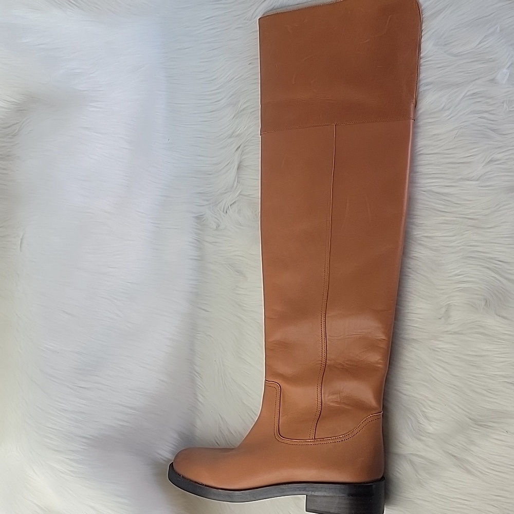 J.CREW‎ Tan Leather Over-The-Knee Fold Over Preppy Western Equestrian Boots 8.5 - Picture 5 of 16